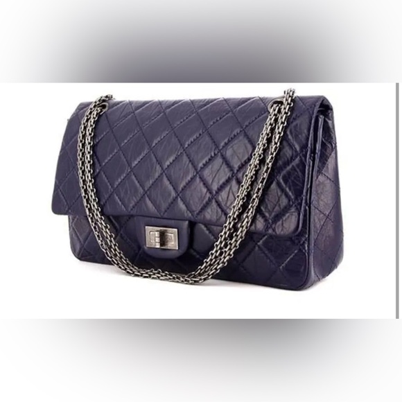 EUC Chanel 2.55 Handbag 334753 |Collector Square in a blue purple leather color - Picture 1 of 14